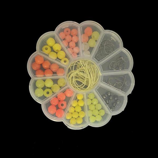 Aldos sport fishing Sazan Rig Boncuk, Sazan Boncuğu Dip Yemi Kutulu 100 parça, iğneli, kurşunlu, misinalı set - Image 1