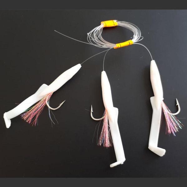 Aldos sport fishing Silikon At Çek Takımı (2 ADET) V8 Silikon Balıklı Çapari 6,5 Cm Beyaz - Image 1