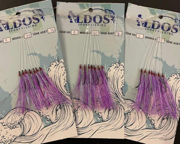 Aldos sport fishing Çapari 30/35 Kıyı Tekne Bot Çaparisi (3 AD) 3 no Iğneli Uskumru Çinekop Palamut Çaparisi Lila - Image 1