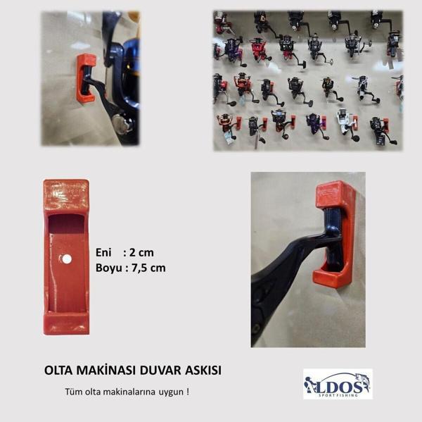 Aldos sport fishing Olta Makinesi Duvar Askısı, Aparatı, 5'li, Tüm Makinelere Uyumlu, Tek Vida Delikli - Image 1