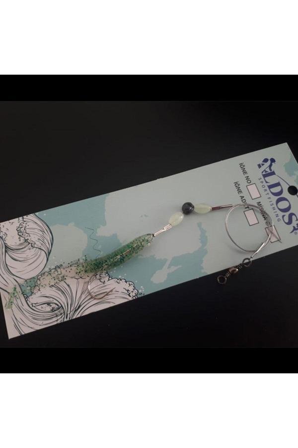 Aldos sport fishing Levrek Lüfer Avcısı (3 ADET) Çelik Telli Silikon Balık 6,5 Cm Simli Yeşil - Image 1