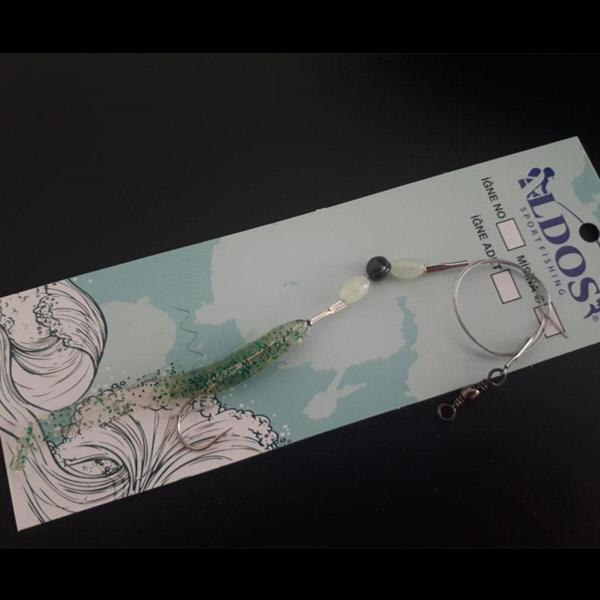 Aldos sport fishing Levrek Lüfer Avcısı (3 ADET) Çelik Telli Silikon Balık 6,5 Cm Simli Yeşil - Image 1