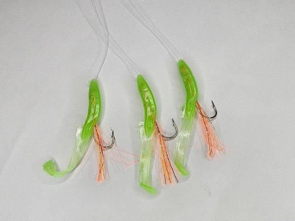 Aldos sport fishing Silikon At Çek Takımı (2 ADET) Silikon Balıklı Çapari 6,5 Cm Fıstık Glowlu - Image 1
