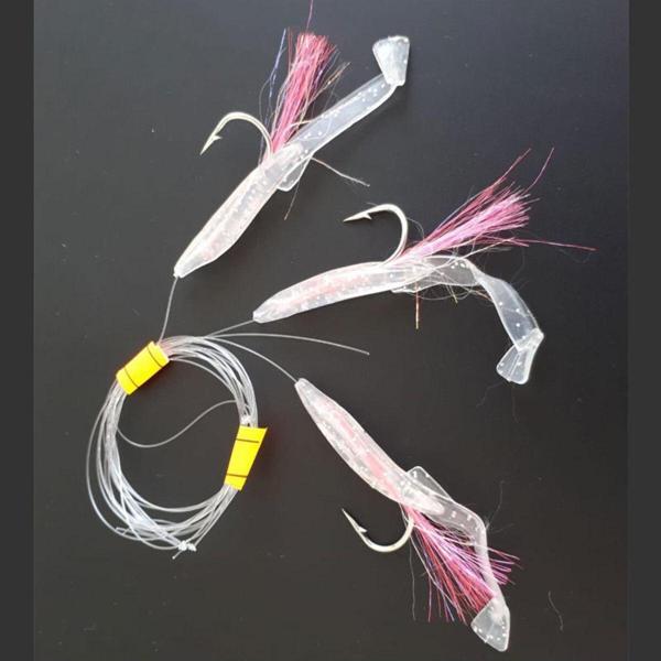 Aldos sport fishing Silikon At Çek Takımı (2 ADET) V8 Silikon Balıklı Çapari 6,5 Cm Şeffaf - Image 1