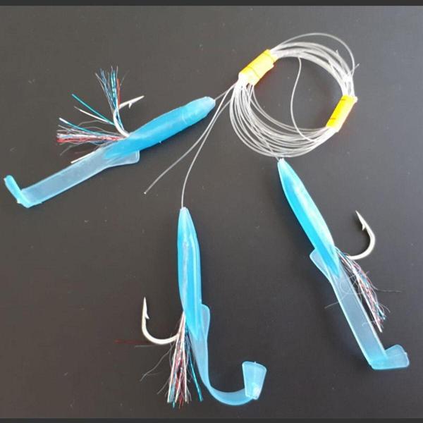 Aldos sport fishing Silikon At Çek Takımı (2 ADET) V8 Silikon Balıklı Çapari 6,5 Cm Mavi - Image 1