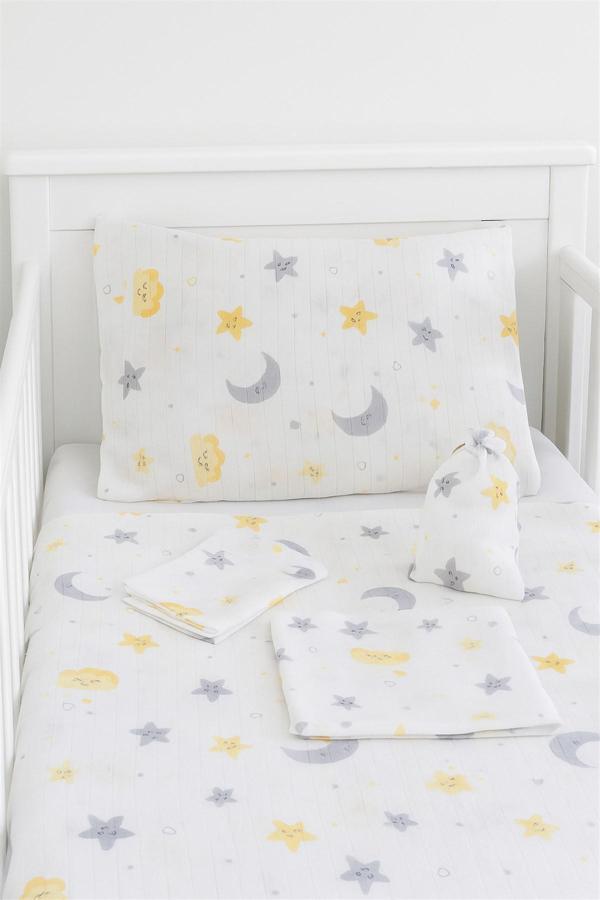 More Home Bebek Müslin Set %100 Pamuk 7 Parça Battaniye Ağız Bez - Image 1