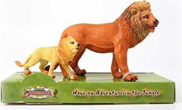 Eğlenceli Oyuncak Aslan ve Yavrusu Model Hayvan Kız Erkek Çocuk Eğitici - Image 1