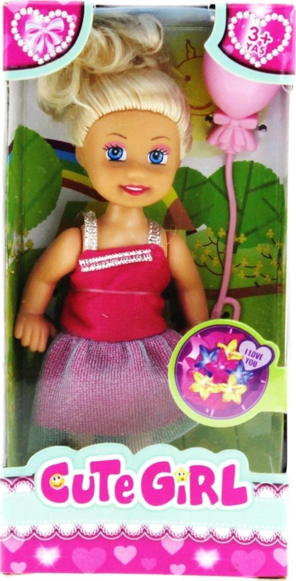 Eğlenceli Oyuncak Cute Girl Pembe Balonlu Sarışın Mini Bebek Kız Erkek Çocuk Eğitici Eğitici Oyunc - Image 1
