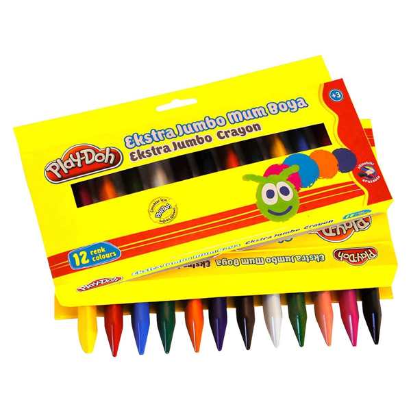 Eğlenceli Oyuncak Play-Doh 12 Renk Jumbo Üçgen Kuru Boya Kız Erkek Çocuk Eğiticila - Image 1