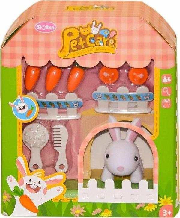 Kız Erkek Çocuk Oyuncak Evcil Hayvan Bakım Seti Tavşanlı Kız Erkek Çocuk Eğitici - Image 1