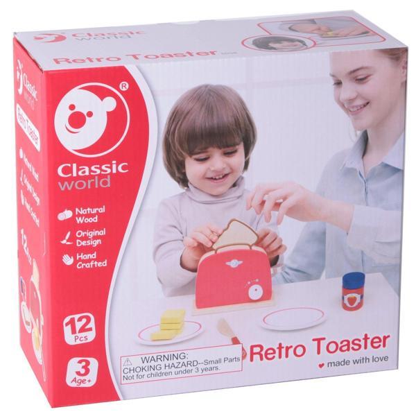 Eğitici Oyuncak Classic World Ahşap Nostaljik Ekmek Kızartma Makinası ve Aksesuarları Kız Erkek Çocuk Eğitici Öğreti - Image 1
