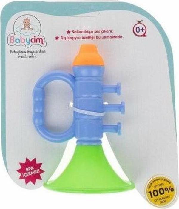 Kız Erkek Çocuk Oyuncak URT038-007 BABYCİM TRAMPET SESLİ ÇINGIRAK -BRL Kız Erkek Çocuk Eğitici Eğitici O - Image 1