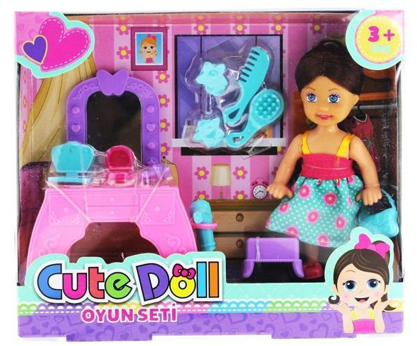 Öğretici Oyuncak Cute Doll Mini Bebek Aksesuarlı ve Makyaj Masalı Oyun Seti Kız Erkek Çocuk Eğiticil - Image 1
