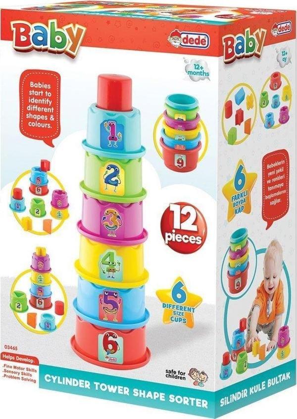 Öğretici Oyuncak 03465 Dede, Silindir Kule Bultak Kız Erkek Çocuk Eğitici - Image 1