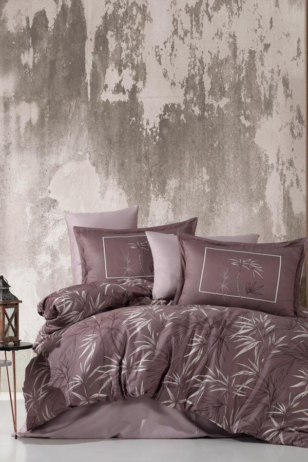 Clasy %100 Pamuk Saten Çift Kişilik Nevresim Takımı Loft V1 Kahve - Image 1
