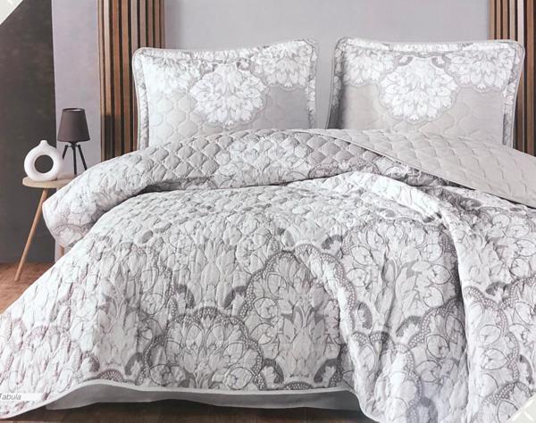 Clasy %100 Pamuk Çift Kişilik Yatak Örtüsü Seti Tabula V1 Gri - Image 1