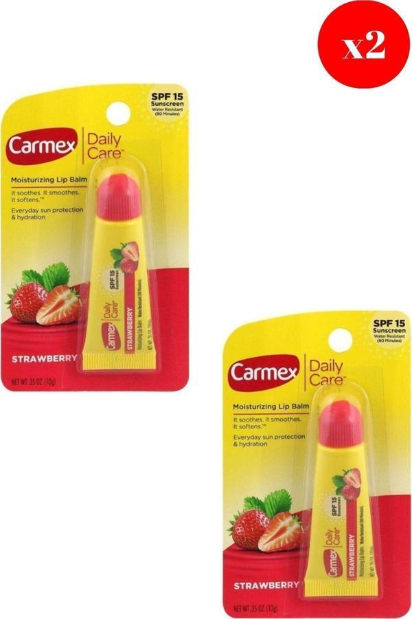 Carmex Lip Balm Tüp Spf Çilek 10Gr X2 ADET - Image 1