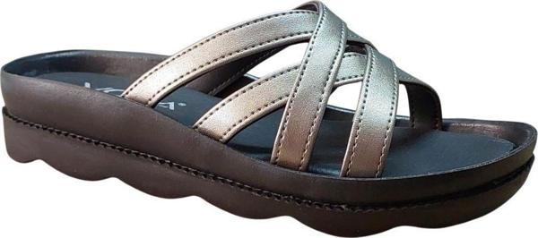 VOGA 1727 PLATİN CİLT DÜZ TABAN COMFORT CASUAL GÜNLÜK TERLİK - Image 1