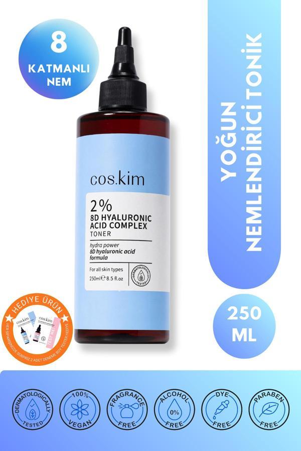 Cos.Kim %2 8D Hyaluronik Asit Tonik 250 Ml Yoğun Nemlendirici Cilt Bariyeri Destekli Alkolsüz & Parfümsüz - Image 1