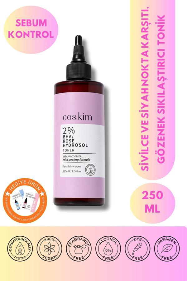 Cos.Kim %2 Bha Gül Hidrosol Tonik 250 Ml Gözenek Sıkılaştırıcı, Akne Ve Siyah Nokta Karşıtı Yağ Dengeleyici - Image 1