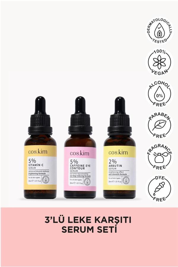 Cos.Kim 3’Lü Leke Karşıtı Aydınlatıcı Ve Göz Altı Bakımı Sağlayan Serum Seti - Image 1