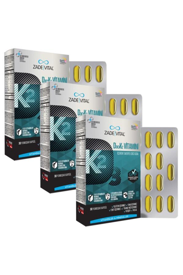 Zade Vital D3+K2 Vitamini (3 Kutu) 90 Kapsül - Image 1