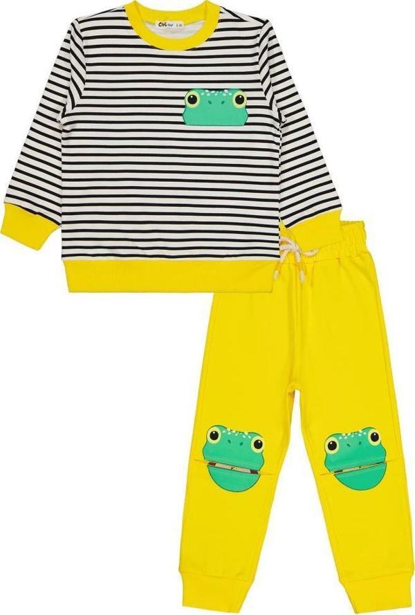 Civil Boys Kurbağa Nakışlı 2-5 Yaş Eşofman Takımı - Sarı3-4 Yaş - Image 1