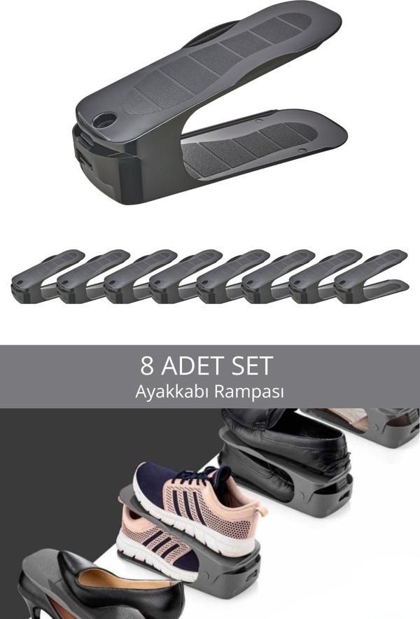 Mithra Life 8 Adet Ayarlanabilir Ayakkabı Rampası Düzenleyici Dolap İçi Organizer MIT1227 - Image 1