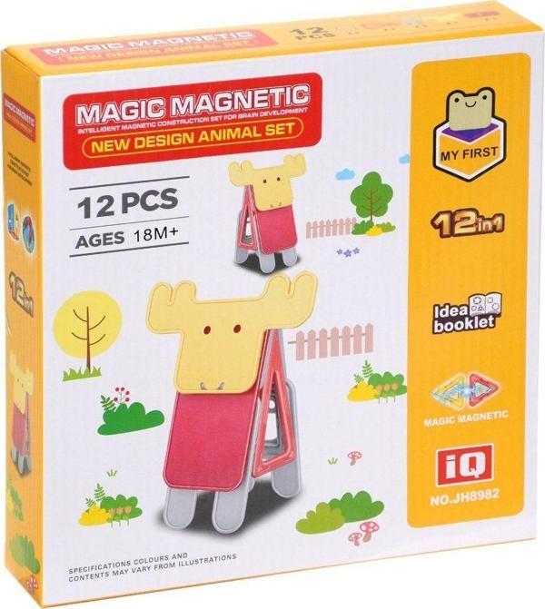 JH8982 Birlik, Manyetik Geyik Blok Seti 12 Parça Kız Erkek Çocuk Oyuncak Eğitici Oyuncaklar - Image 1