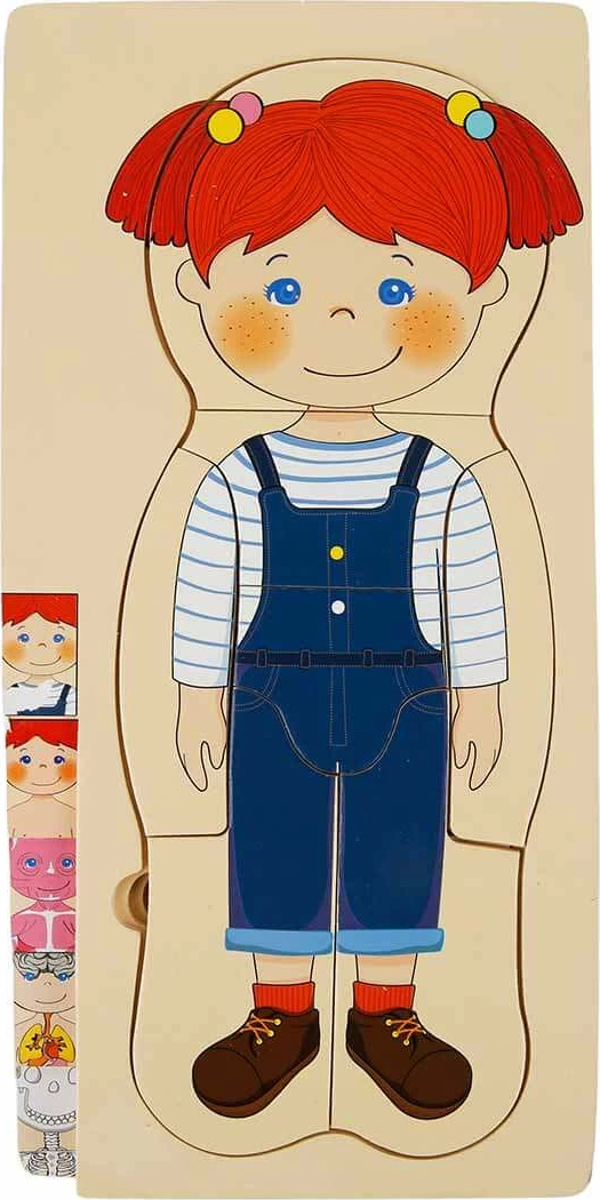 Woody Oyna Öğren Katmanlı İnsan Vücudu Ahşap Puzzle 4 x 7 Parça Kız Erkek Çocuk Oyuncak Eğitici Oyun - Image 1