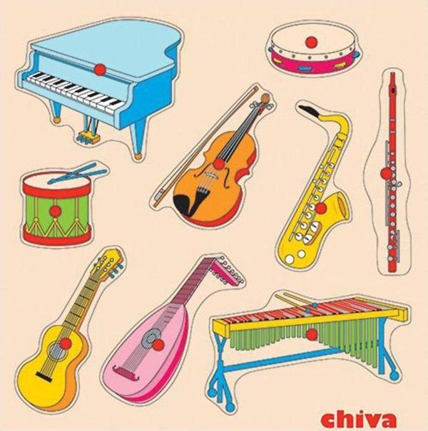1004-CS Chiva, Müzik Aletleri Ahşap Puzzle Kız Erkek Çocuk Oyuncak Eğitici Oyuncaklar - Image 1