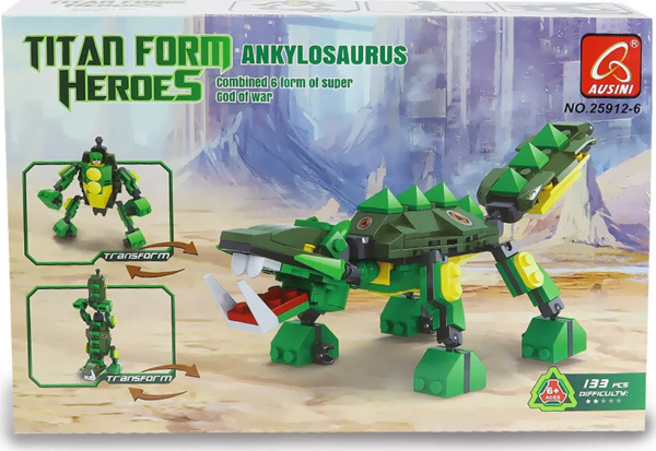 Ausini Titan Form Heroes-6 Ankylosaurus 133 Parça Kız Erkek Çocuk Oyuncak Eğitici Oyuncaklar - Image 1