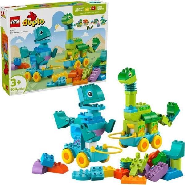 10451 Lego Duplo 3'ü1 Arada Tekerlekli Dinozorlar 103 parça +3 yaş Kız Erkek Çocuk Oyuncak Eğitici O - Image 1