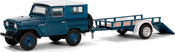 Greenlight 1/64 Hitch & Tow Series 31 - 1961 Nissan Patrol Hard Top with Utility Trailer Kız Erkek Ç - Image 1