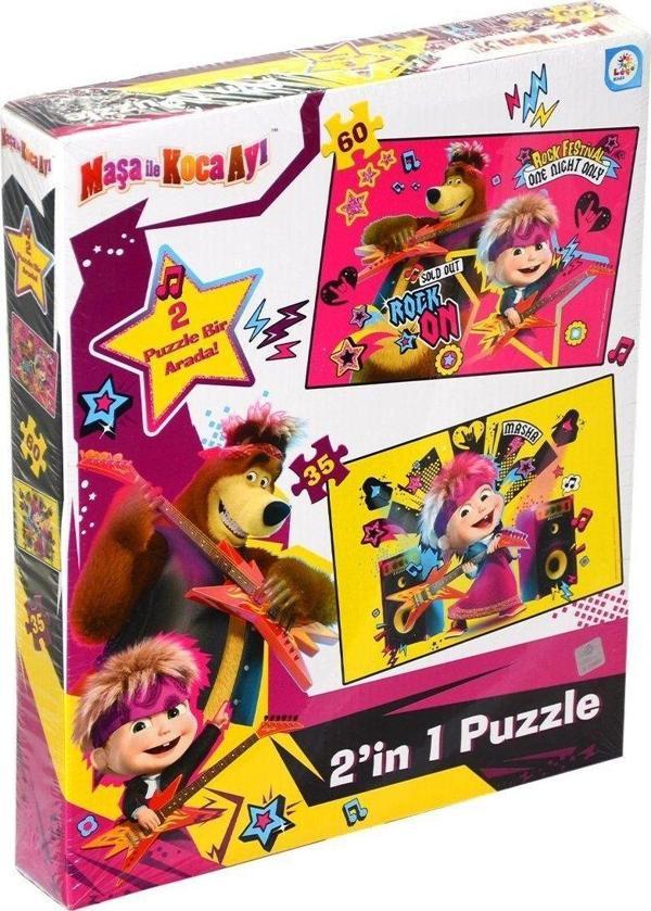 MS7579 Laço Kids Maşa ile Koca Ayı 2 Puzzle 1 Kutuda / 35+60 Parça Puzzle Kız Erkek Çocuk Oyuncak Eğ - Image 1