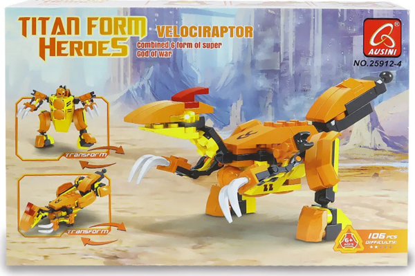 Ausini Titan Form Heroes-4 Velaciraptor 106 Parça Kız Erkek Çocuk Oyuncak Eğitici Oyuncaklar - Image 1