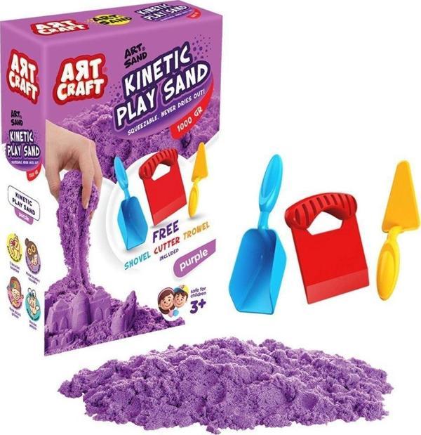 03694 Dede, Aksesuarlı Mor Kinetik Oyun Kumu 1000 gr Kız Erkek Çocuk Oyuncak Eğitici Oyuncaklar - Image 1
