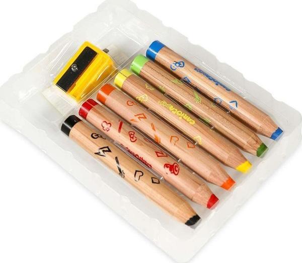 Carioca Jumbo Bebek Ahşap Gövdeli Boya Kalemi 6'lı Kız Erkek Çocuk Oyuncak Eğitici Oyuncaklar - Image 1