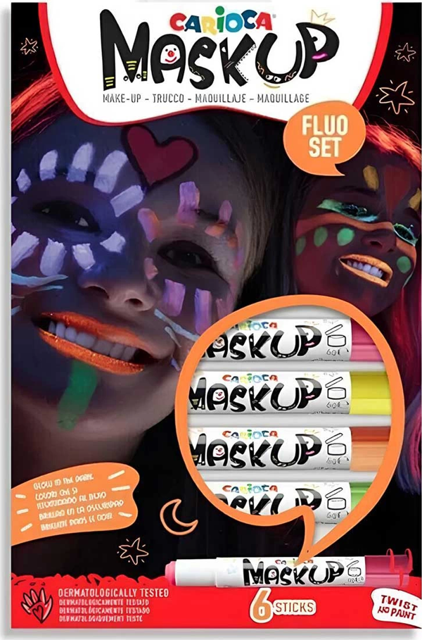 Carioca Yüz Boyası 6 Gram 6 Renk Fosforlu 43156 Kız Erkek Çocuk Oyuncak Eğitici Oyuncaklar - Image 1