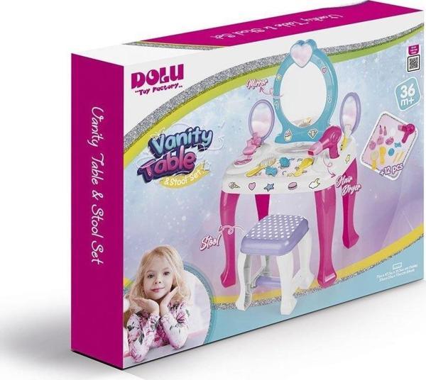 2568 OYUNCAK UNICORN MAKYAJ MASASI VE TABURE SETİ Kız Erkek Çocuk Oyuncak Eğitici Oyuncaklar - Image 1