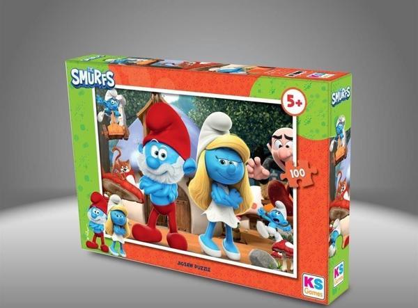 SMR 714 SMURF ŞİRİNLER 100 PRÇ PUZZLE -KS Kız Erkek Çocuk Oyuncak Eğitici Oyuncaklar - Image 1