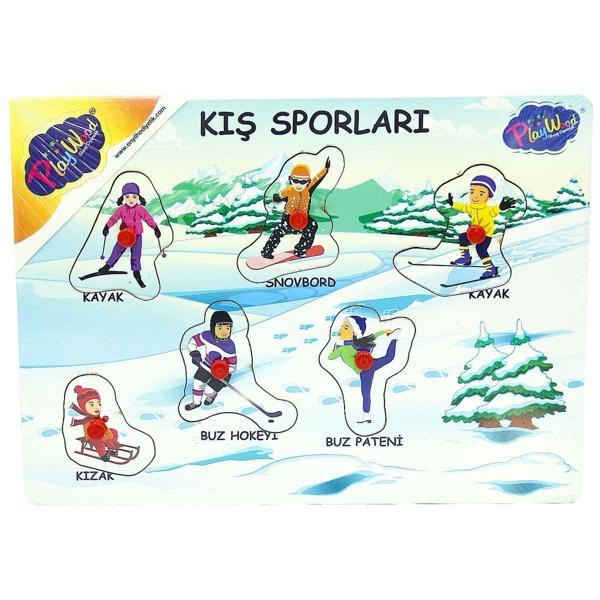 Ahşap Tutmalı Sporlar Yapboz Kız Erkek Çocuk Oyuncak Eğitici Oyuncaklar - Image 1
