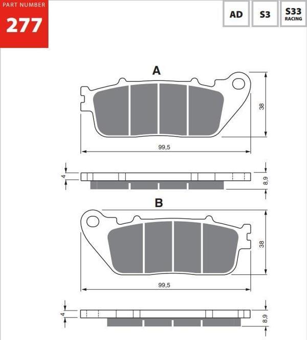 GOLD AD 277 FREN BALATA SİNTER METAL - Image 1