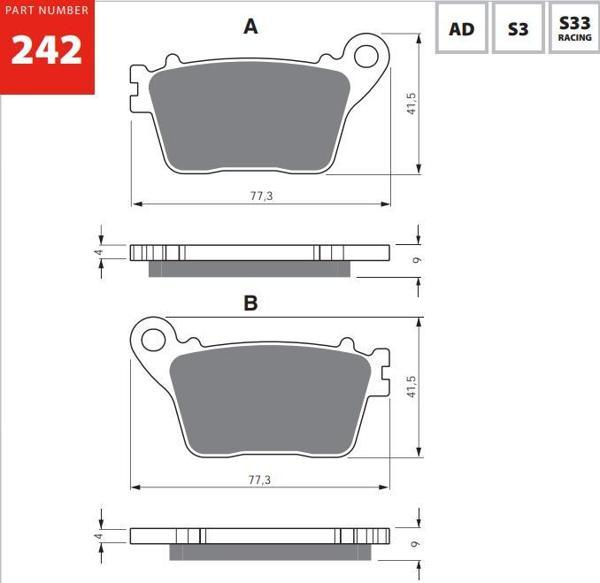 GOLD AD 242 Fren Balatası Sinter Metal - Image 1