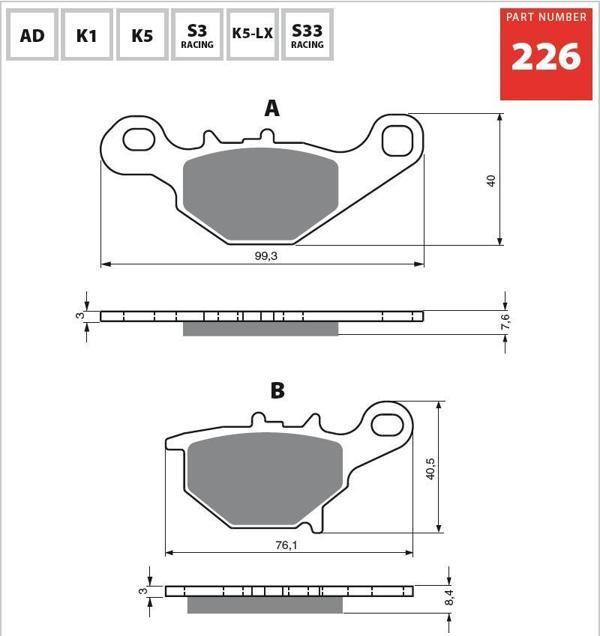 GOLD AD 226 FREN BALATA SİNTER METAL - Image 1