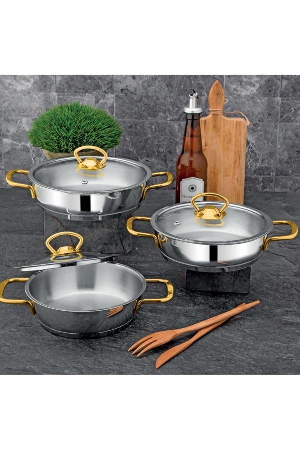 Özlife Ada 6 Parça Sahan Seti Sade Gold - Image 1