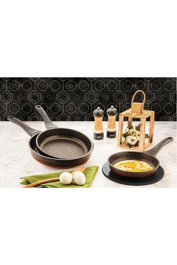 Özlife Rente Döküm Granit 3 Lü Omlet Yumurta Tava Seti 20,24,28 - Image 1