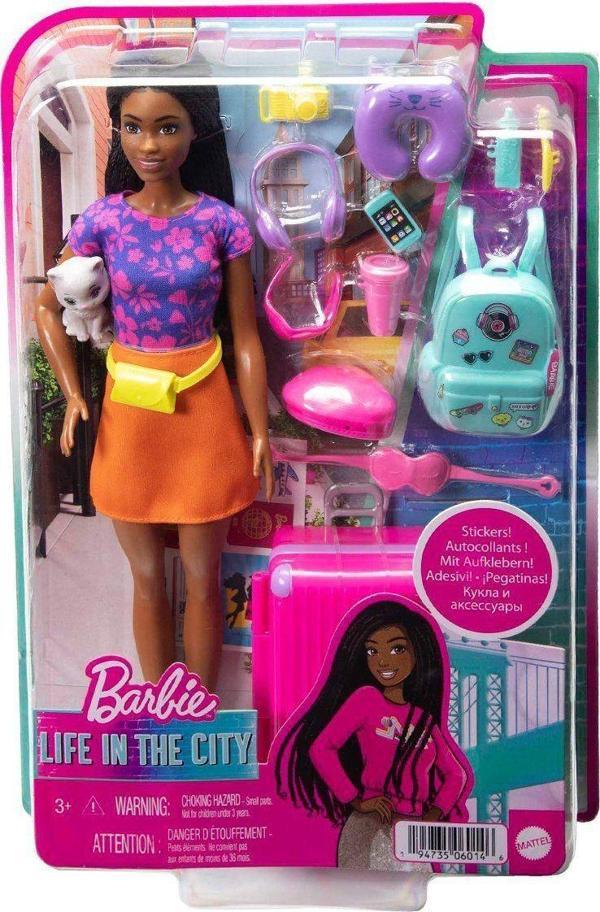 HGX55 Barbie Brooklyn Seyahatte Bebeği ve Aksesuarları Kız Erkek Çocuk Oyuncak Eğitici Oyuncaklar - Image 1