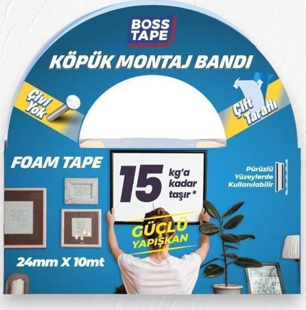 Boss Tape Çift Taraflı Köpük Aksesuar Montaj Bandı 24mmx10m - Image 1
