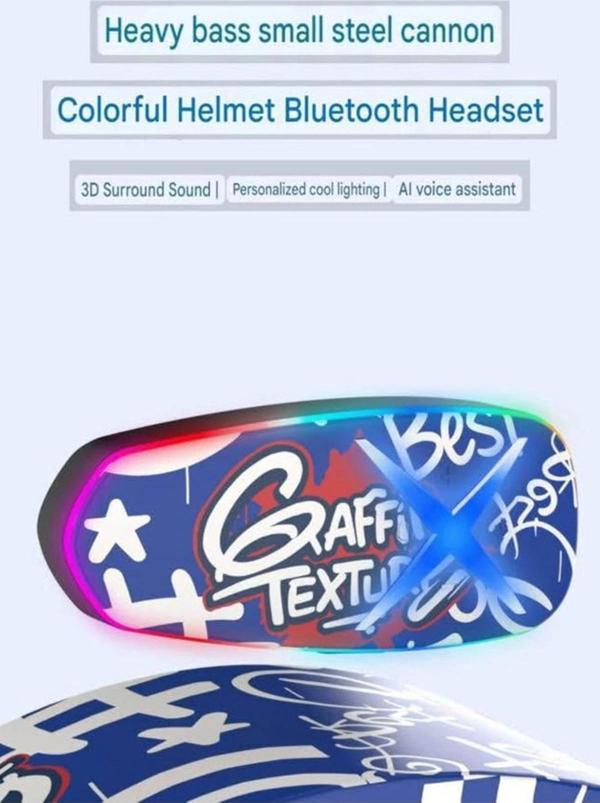 Helmet Graffiti Motor Kask Kulaklık RGB Modlu Su Geçirmez 6.0 Bluetooth Intercom Yenı Model - Image 1